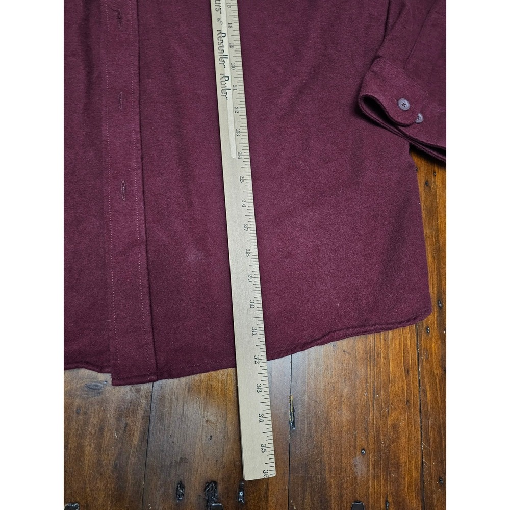 L.L. Bean Chamois Cloth Shirt Mens XL Regular Fit Burgundy Button Up Flannel - Picture 6 of 7